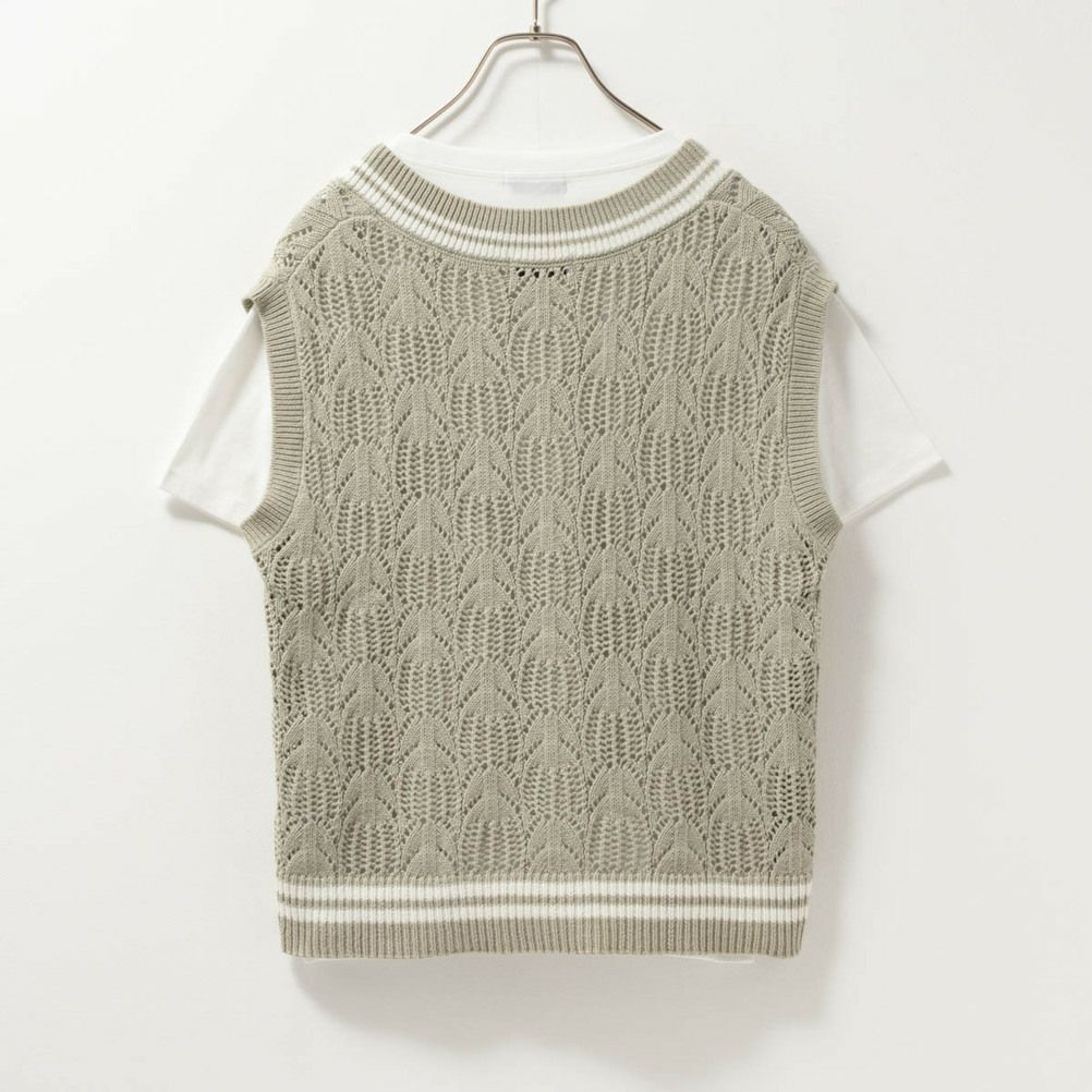 NAVY チルデンVネックベストアンサンブル レディース