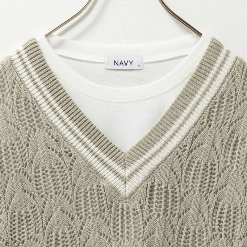 NAVY  チルデンVネックベストアンサンブル レディース商品画像-15
