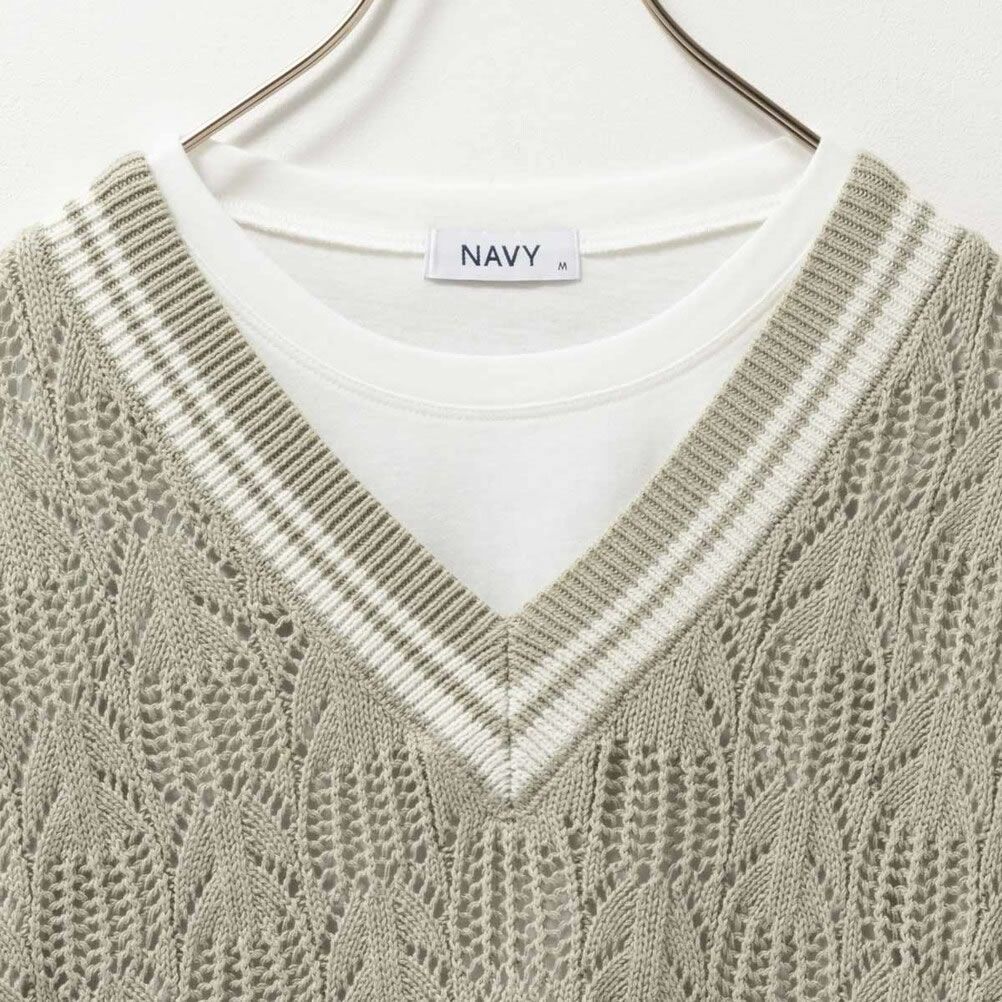 NAVY チルデンVネックベストアンサンブル レディース