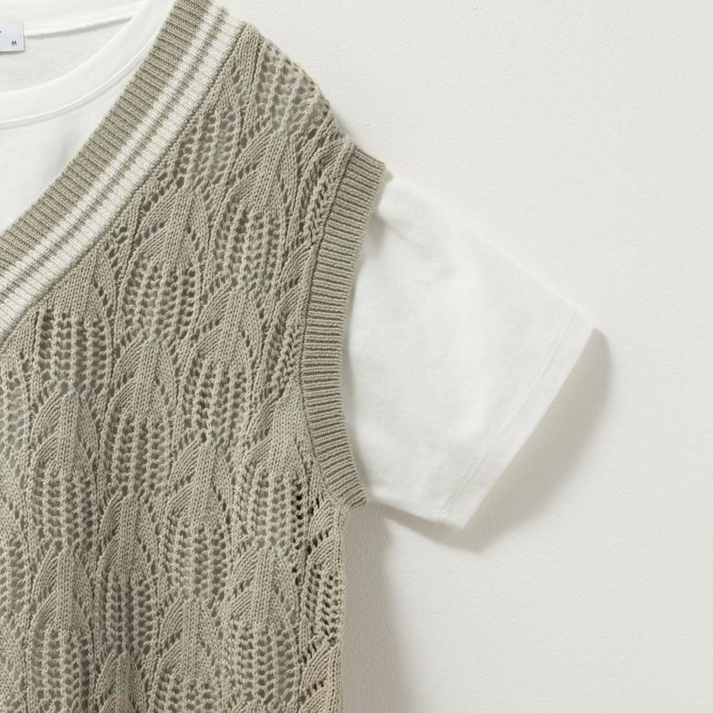 NAVY  チルデンVネックベストアンサンブル レディース商品画像-16