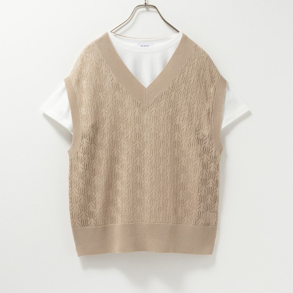 NAVY Vネックベストアンサンブル レディース