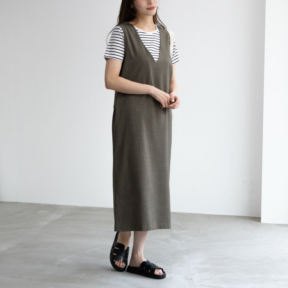 [期間限定価格]NAVY  杢調麻ライクワンピースアンサンブル レディース商品サムネイル-1