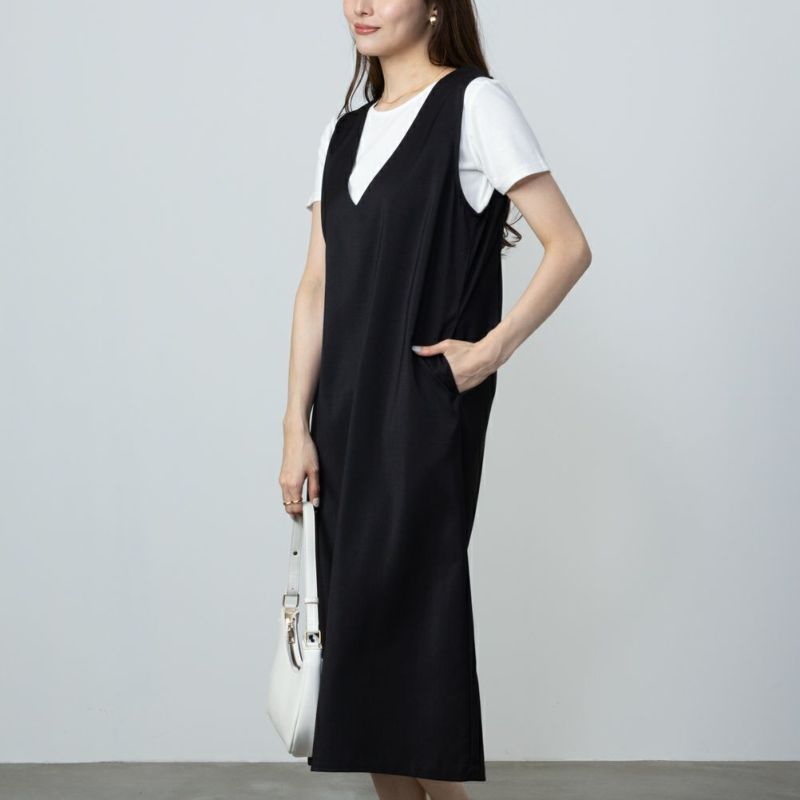 NAVY  杢調麻ライクワンピースアンサンブル レディース商品画像-2