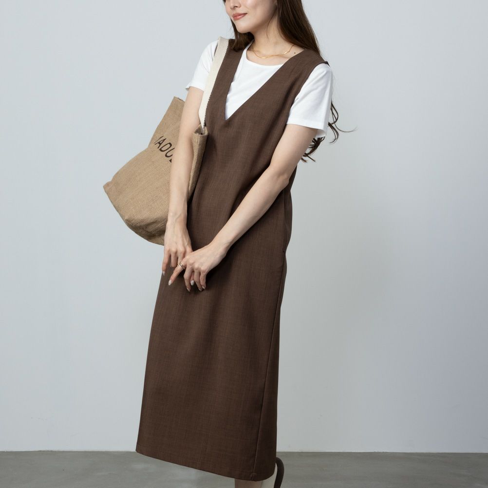 [期間限定価格]NAVY  杢調麻ライクワンピースアンサンブル レディース商品サムネイル-3