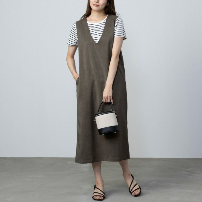 [期間限定価格]NAVY  杢調麻ライクワンピースアンサンブル レディース商品画像-4