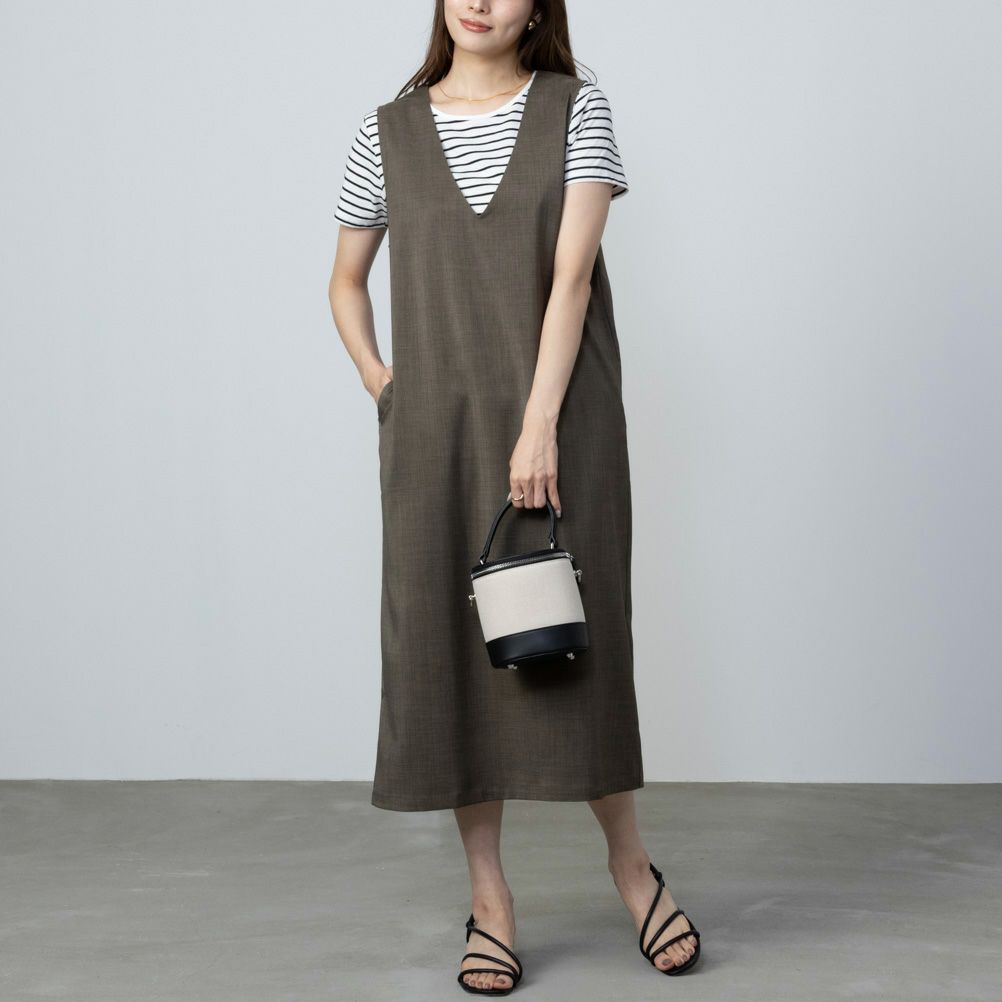 NAVY 杢調麻ライクワンピースアンサンブル レディース