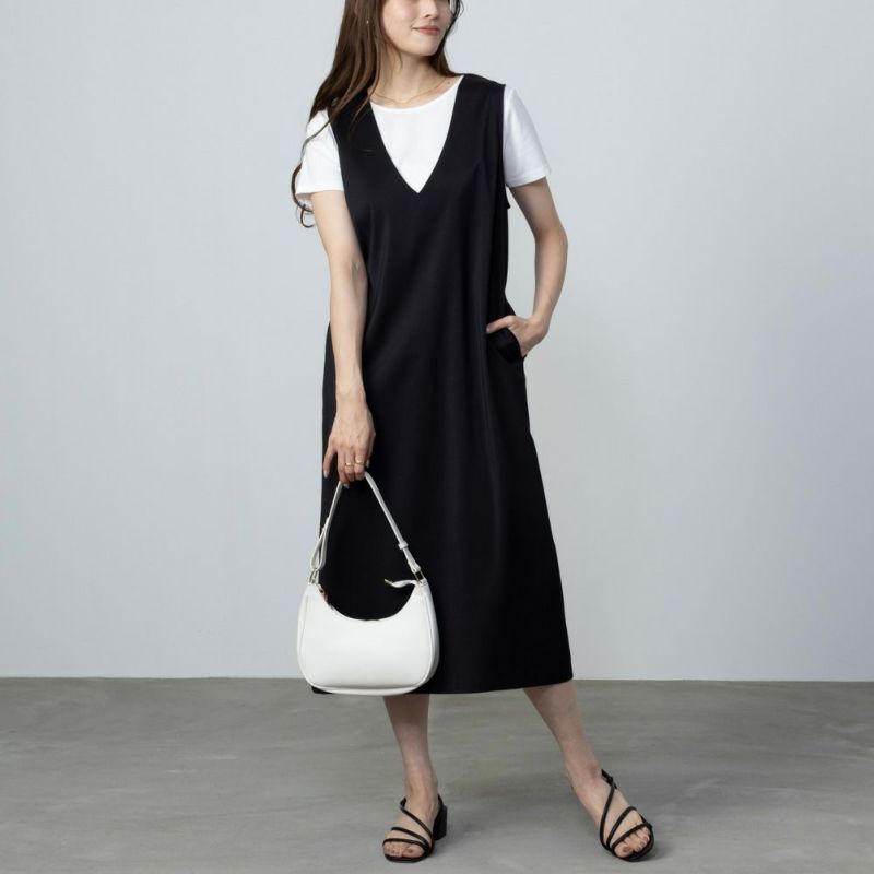 NAVY  杢調麻ライクワンピースアンサンブル レディース商品画像-7