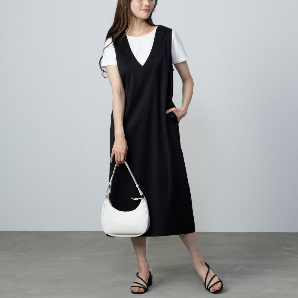 NAVY 杢調麻ライクワンピースアンサンブル レディース