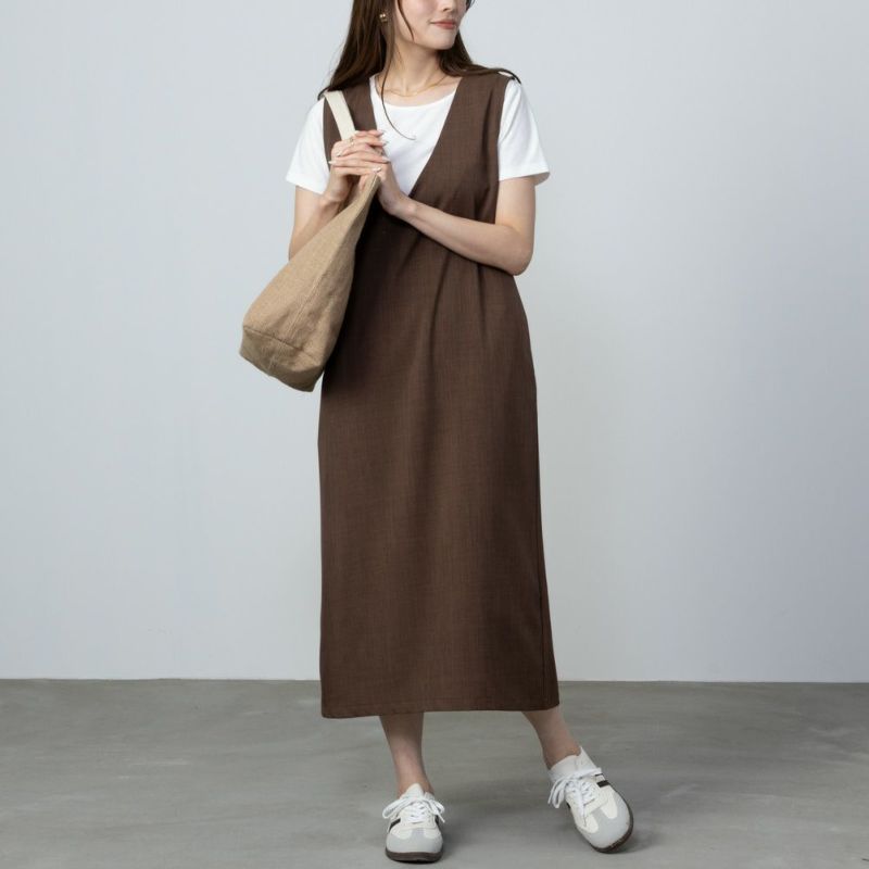 NAVY  杢調麻ライクワンピースアンサンブル レディース商品画像-8