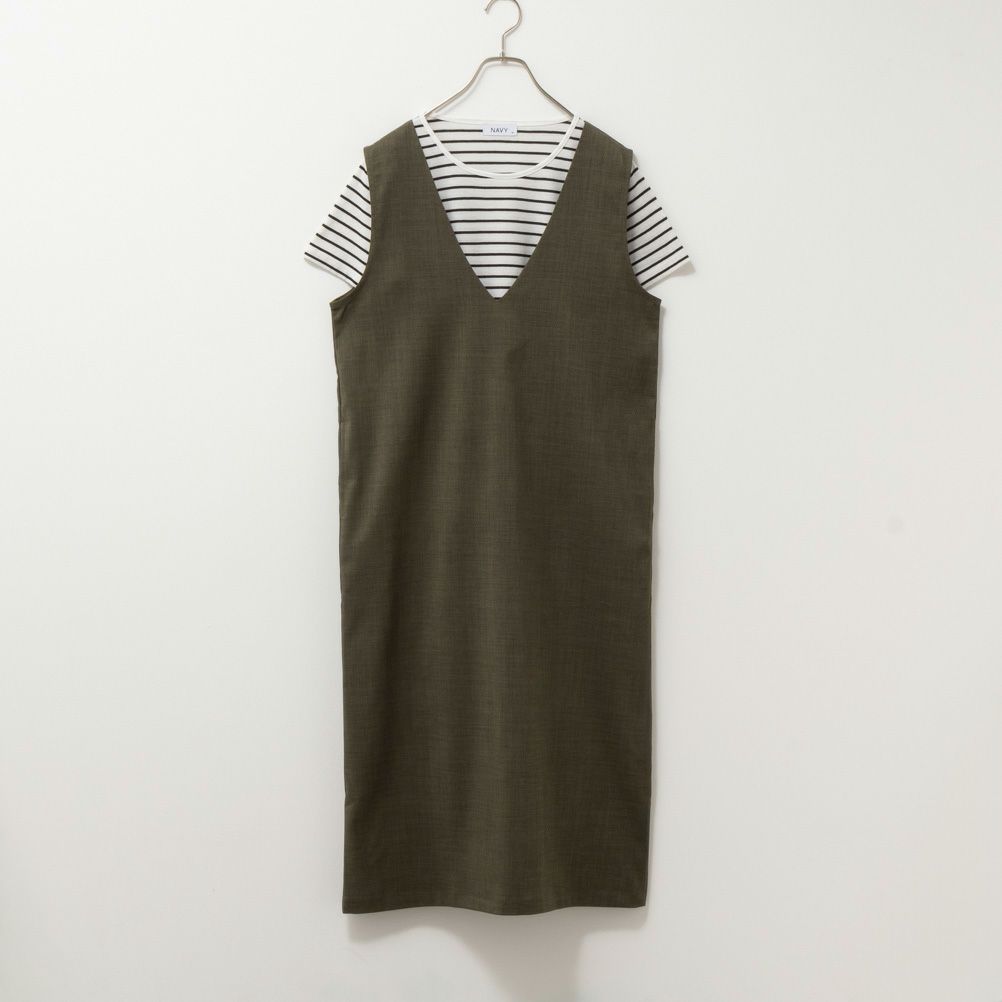 NAVY 杢調麻ライクワンピースアンサンブル レディース