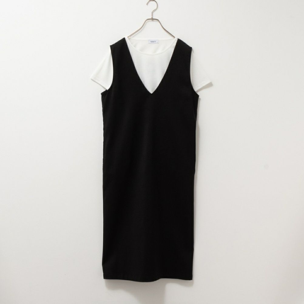 NAVY 杢調麻ライクワンピースアンサンブル レディース