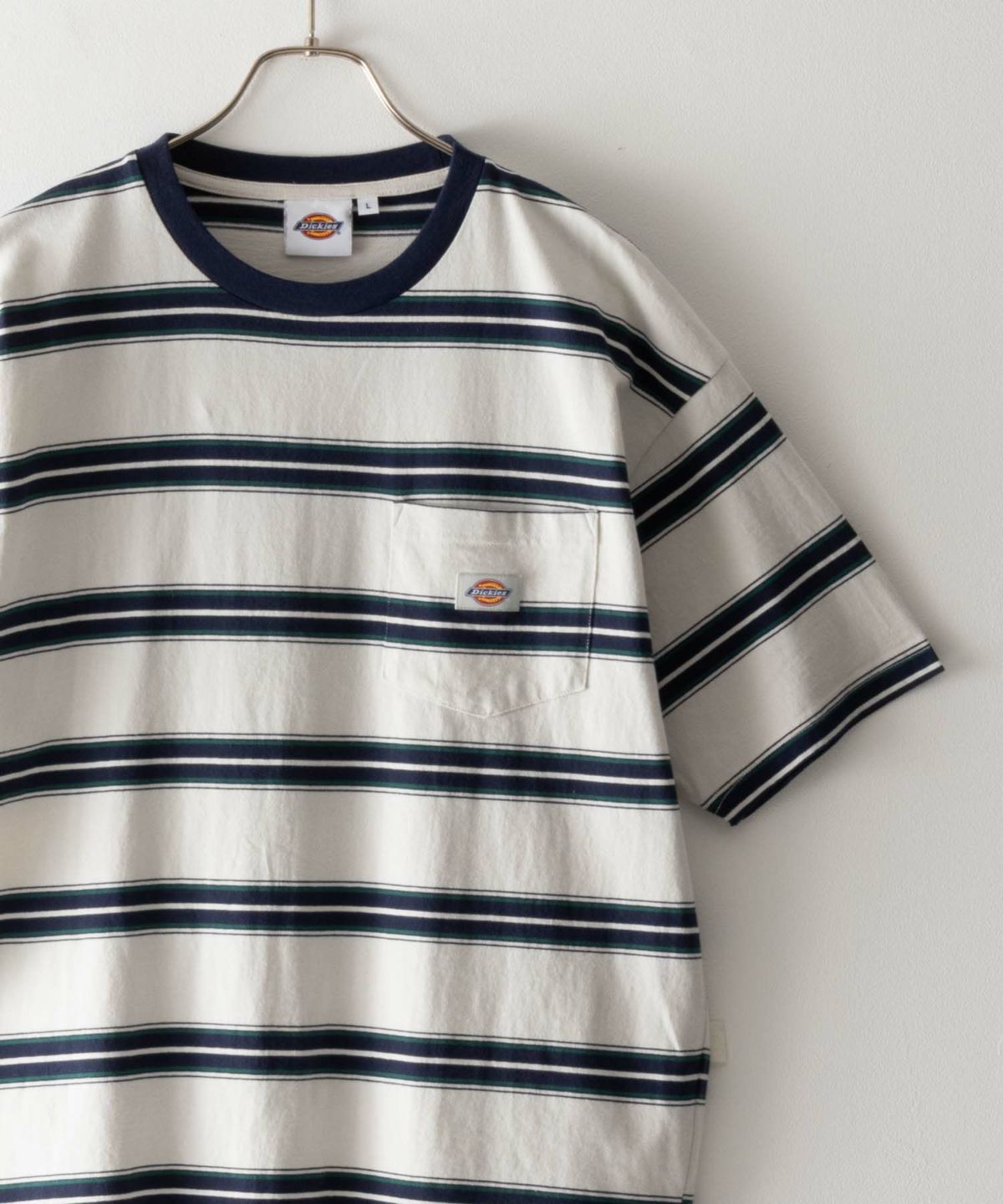 Dickies ポケット付きボーダー半袖Tシャツ メンズ