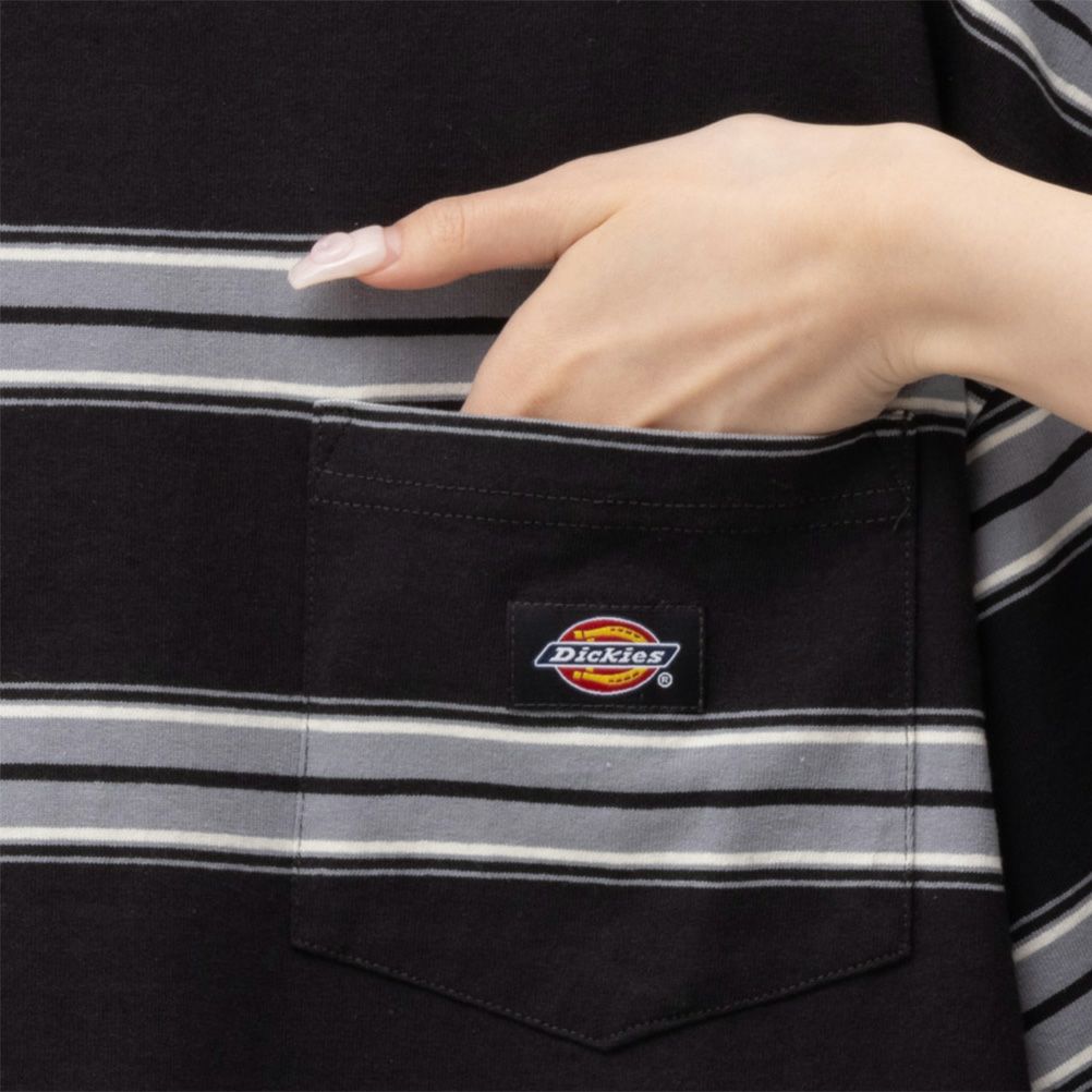 Dickies ポケット付きボーダー半袖Tシャツ メンズ