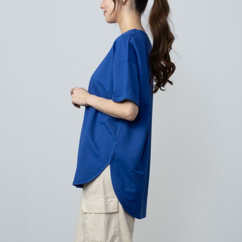 SARARI NAVY チュニック丈半袖Tシャツ レディース
