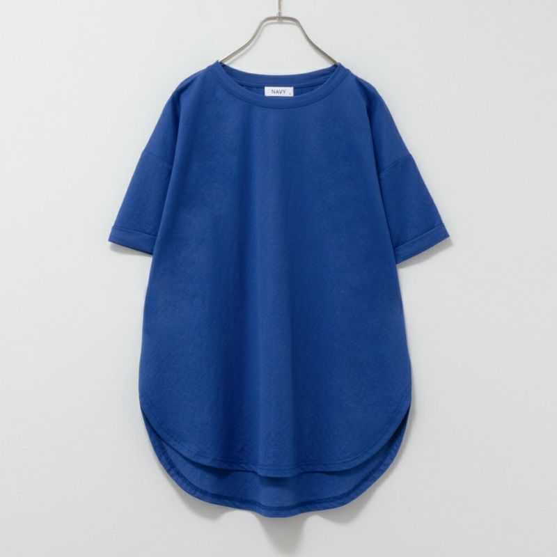 SARARI NAVY チュニック丈半袖Tシャツ レディース