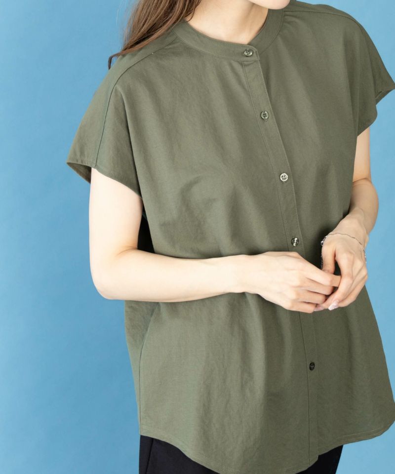 SARARI NAVY 前開き半袖シャツ レディース