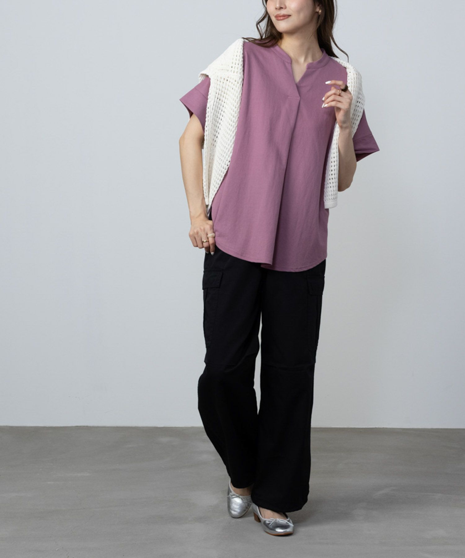 NAVY SARARI スキッパープルオーバー レディース