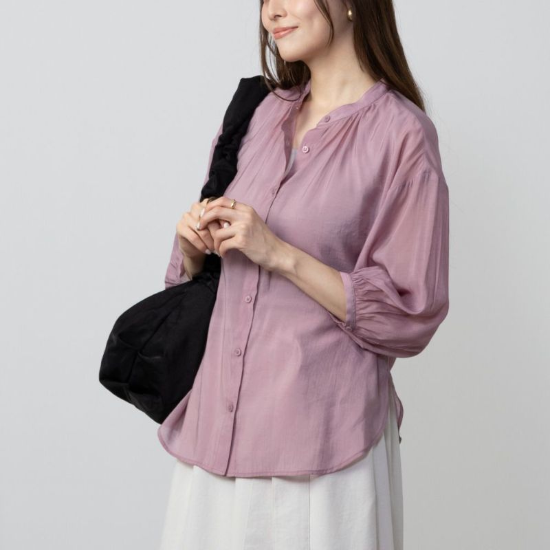 [期間限定価格]HusHusH  バンドカラーシアーシャツ レディース商品画像-2