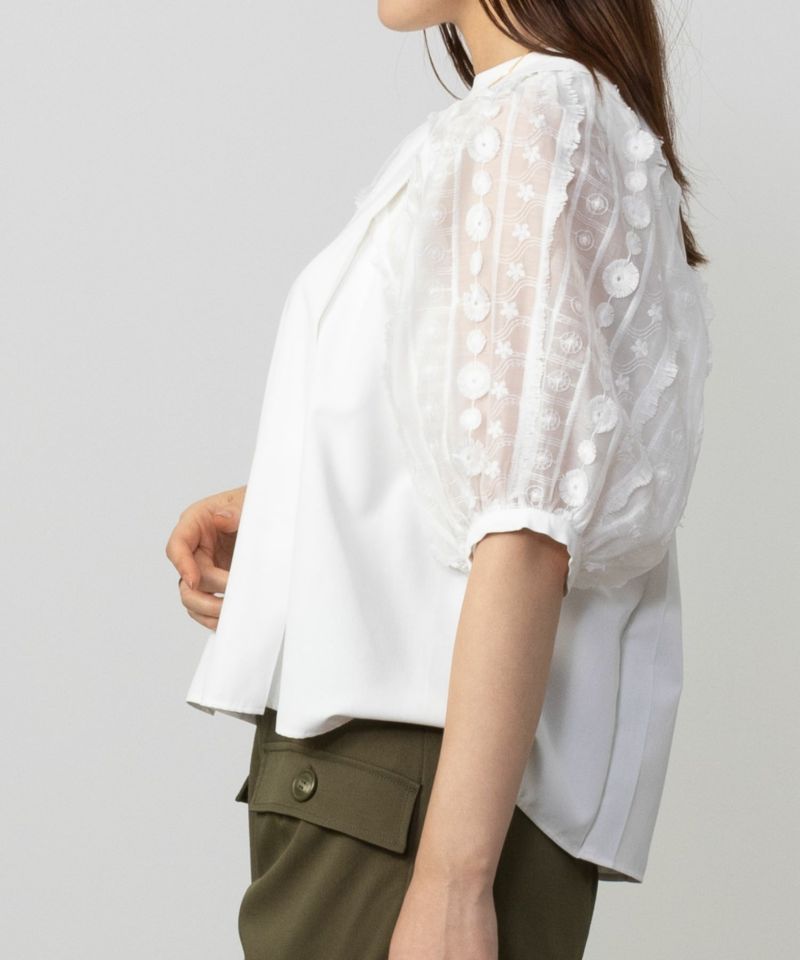 [期間限定価格]HusHusH  袖刺繍半袖ブラウス レディース商品画像-5