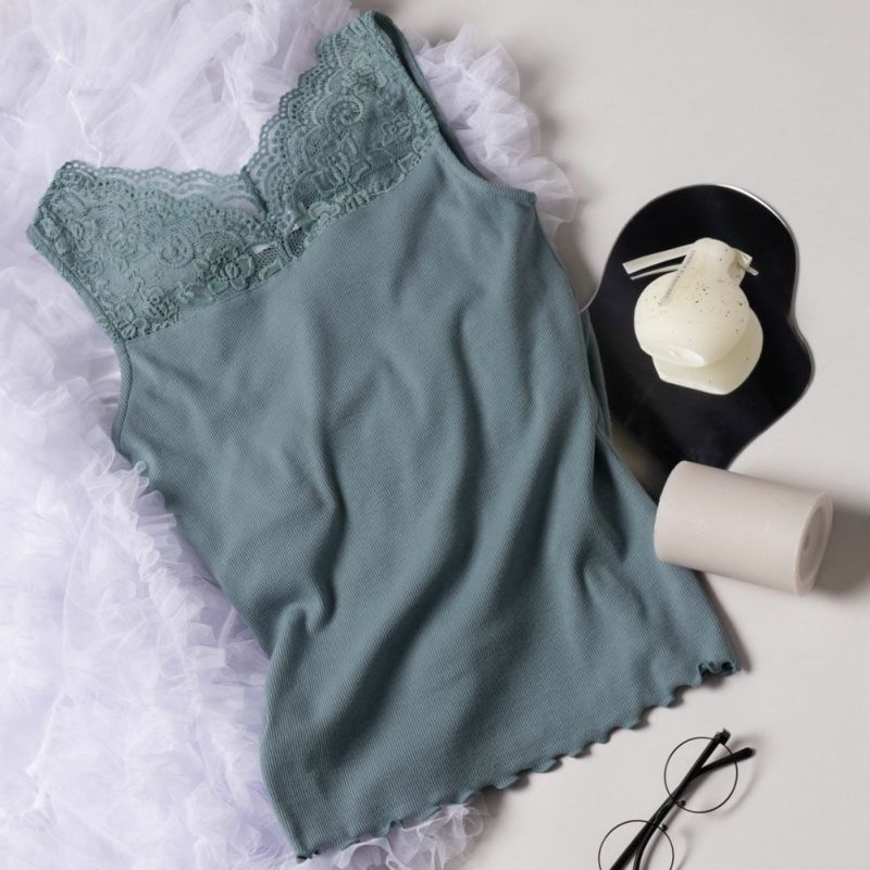 NAVY  レース切替テレコタンクトップ レディース メール便 対応商品商品画像-9