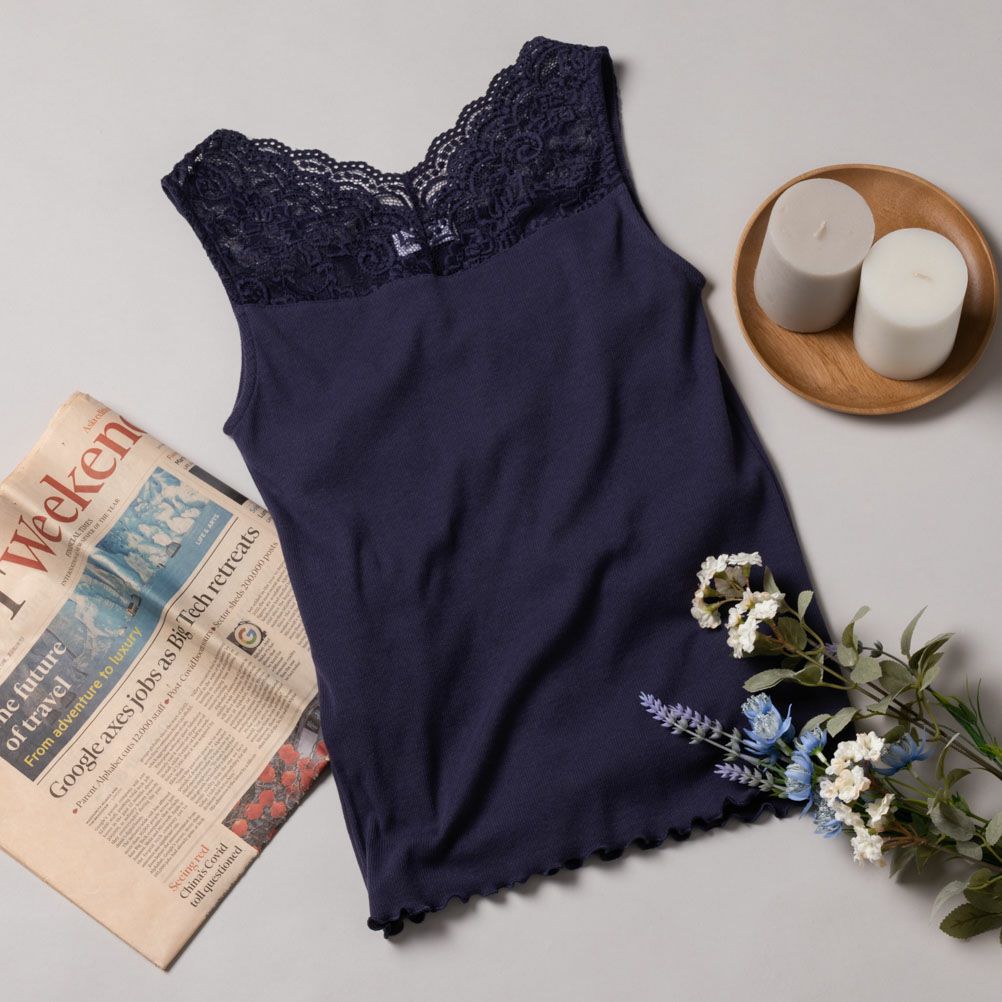 NAVY  レース切替テレコタンクトップ レディース メール便 対応商品商品サムネイル-10