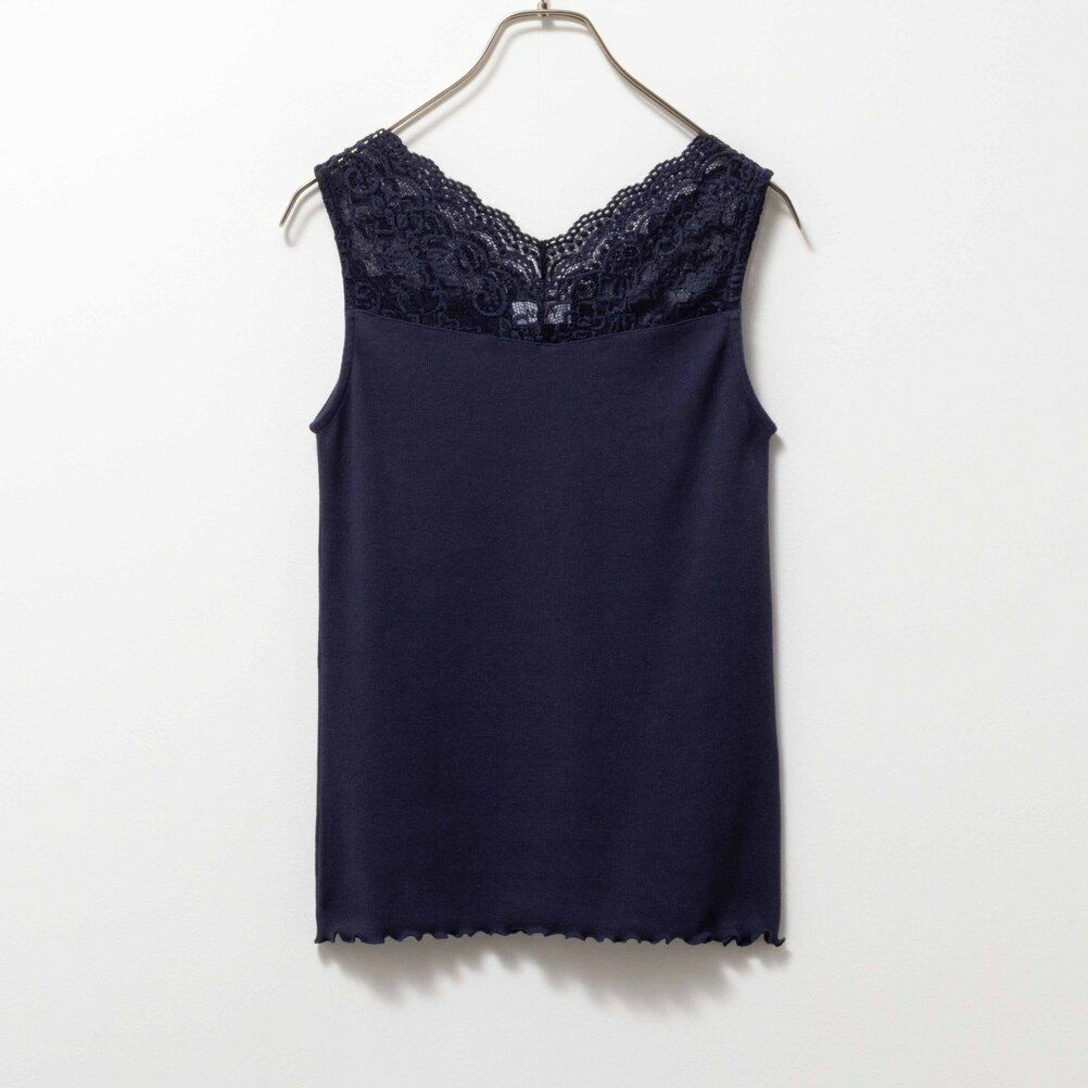 NAVY レース切替テレコタンクトップ レディース ネコポス 対応商品