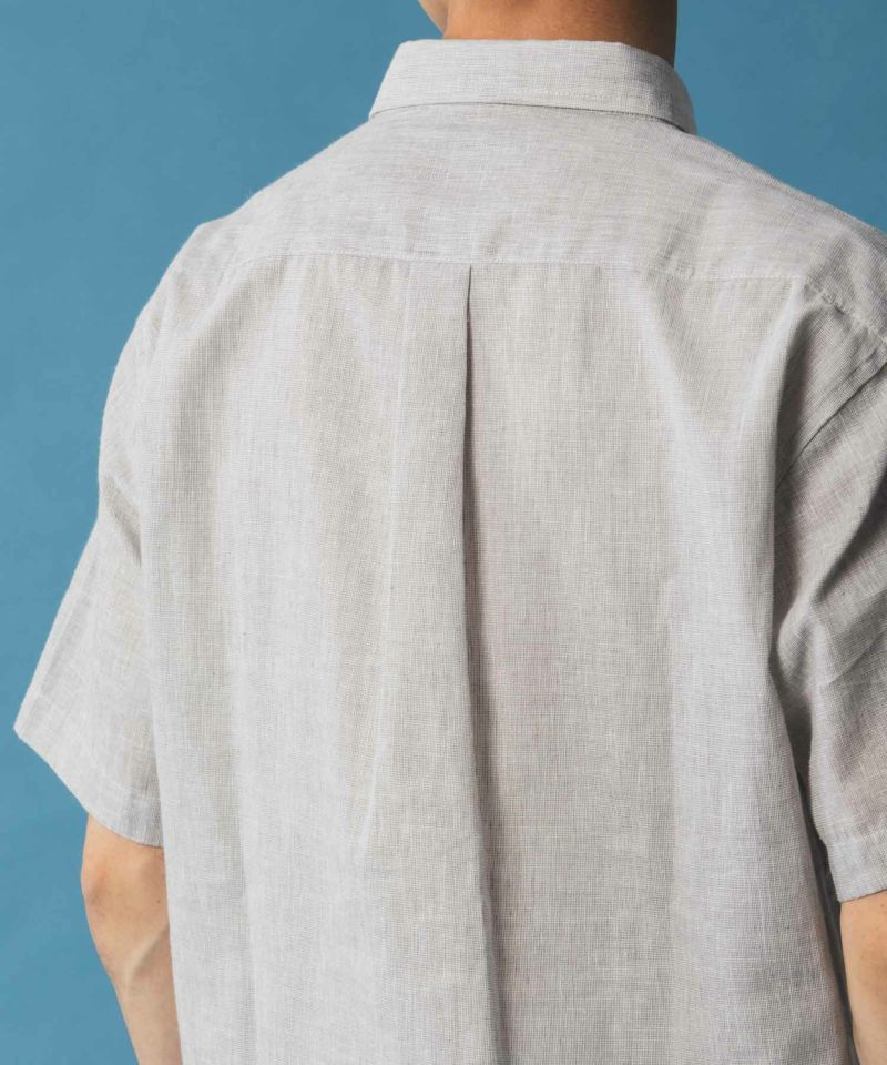 NAVY SARARI リネン混ショートスリーブシャツ メンズ商品画像-5
