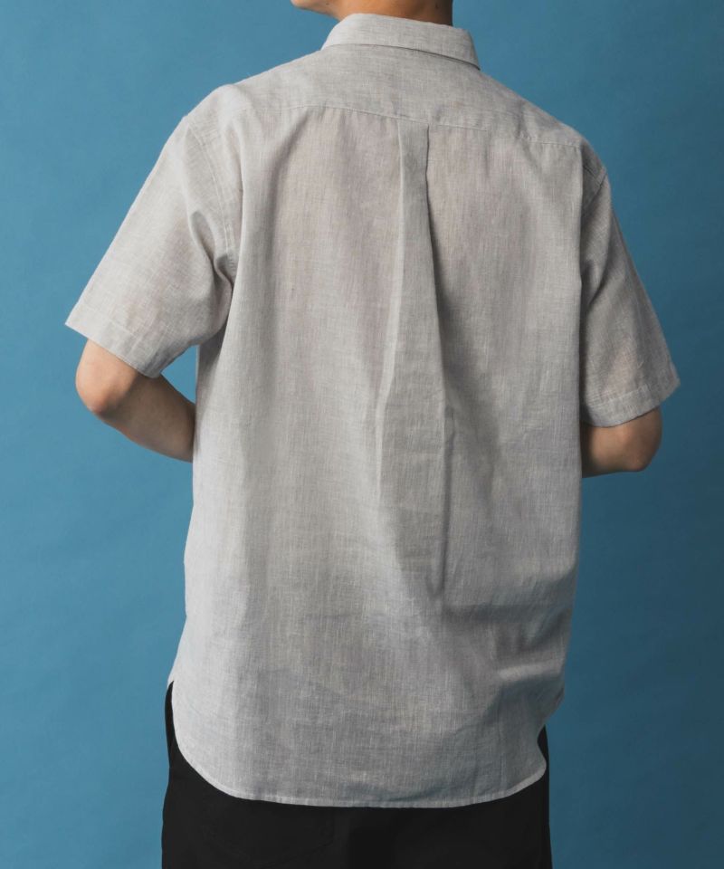 NAVY SARARI リネン混ショートスリーブシャツ メンズ商品画像-6