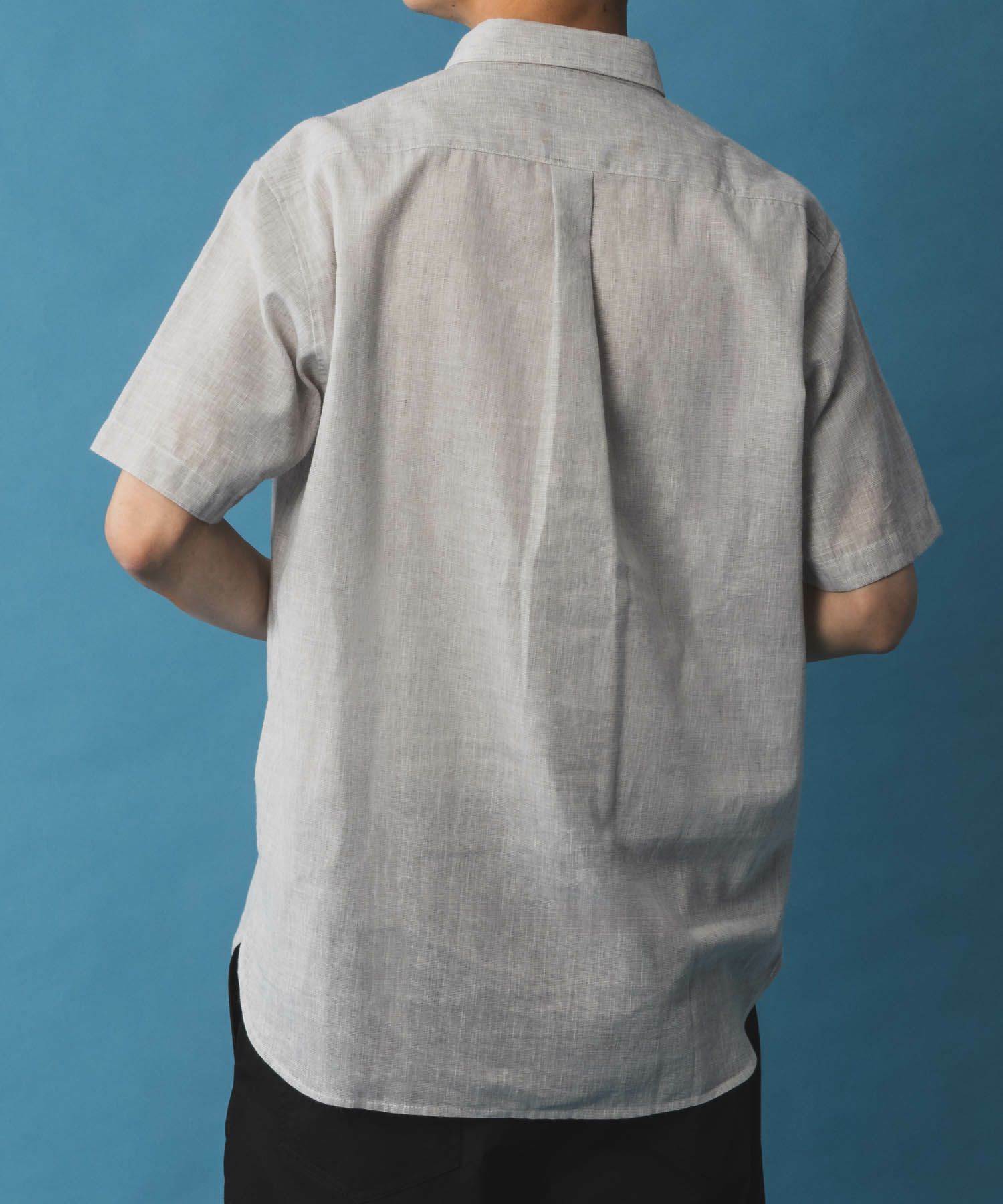 NAVY SARARI リネン混ショートスリーブシャツ メンズ商品画像-6