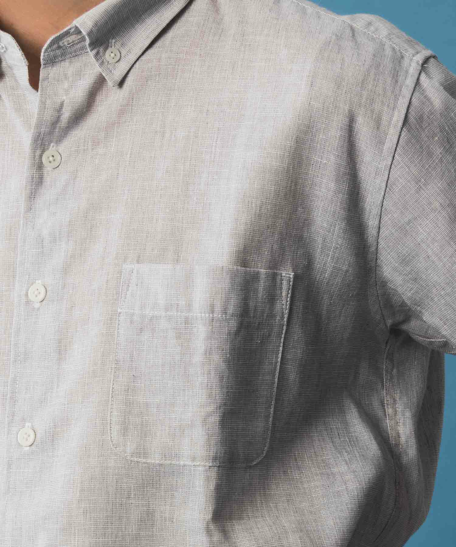 NAVY SARARI リネン混ショートスリーブシャツ メンズ商品画像-8