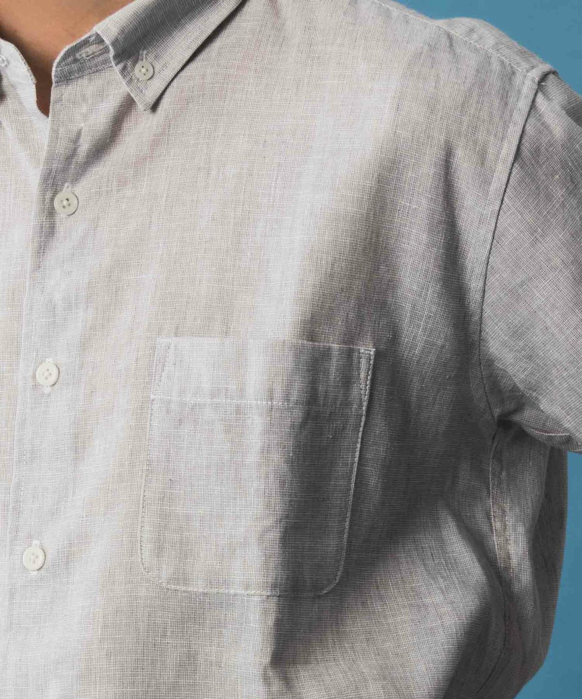 NAVY リネン混ショートスリーブシャツ メンズ