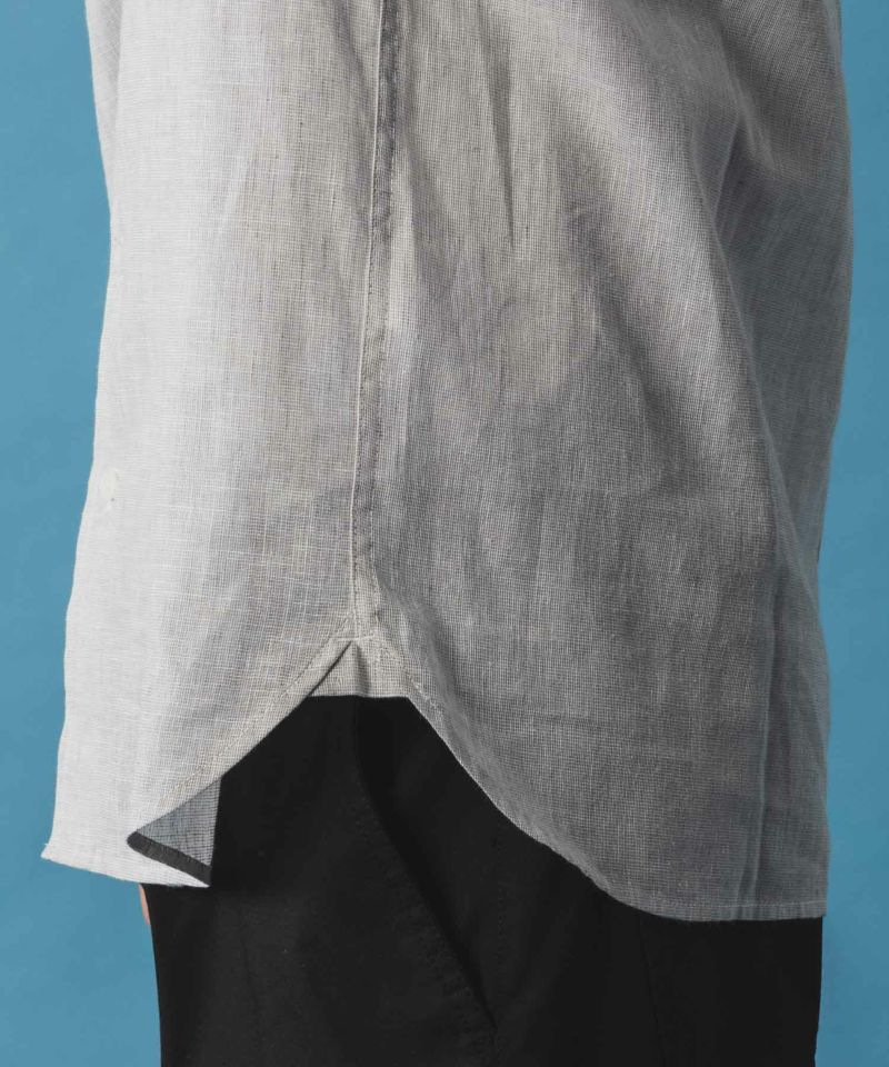 NAVY SARARI リネン混ショートスリーブシャツ メンズ商品画像-10