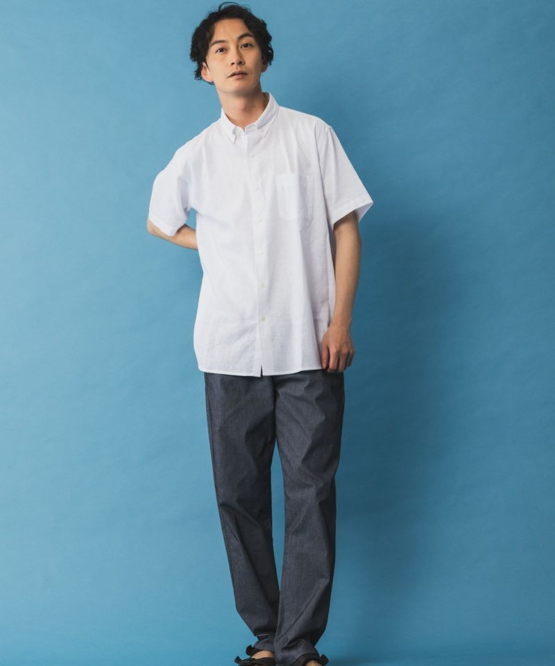 NAVY SARARI リネン混ショートスリーブシャツ メンズ商品画像-14