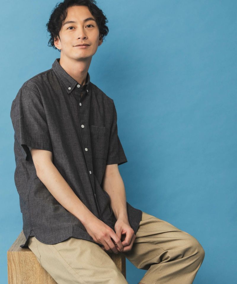 NAVY SARARI リネン混ショートスリーブシャツ メンズ商品画像-20