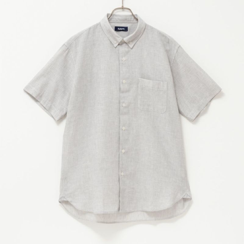 NAVY SARARI リネン混ショートスリーブシャツ メンズ商品画像-21