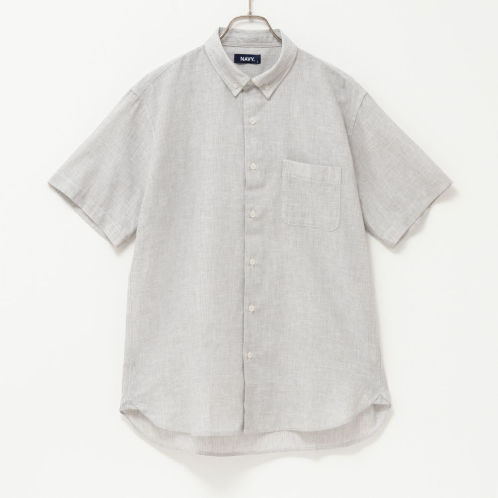 NAVY SARARI リネン混ショートスリーブシャツ メンズ商品画像-21