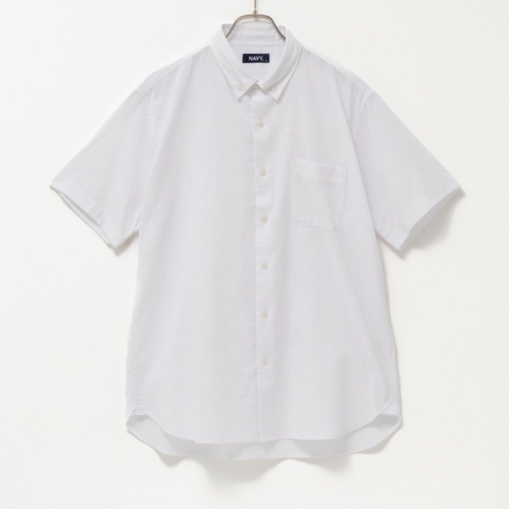 NAVY リネン混ショートスリーブシャツ メンズ