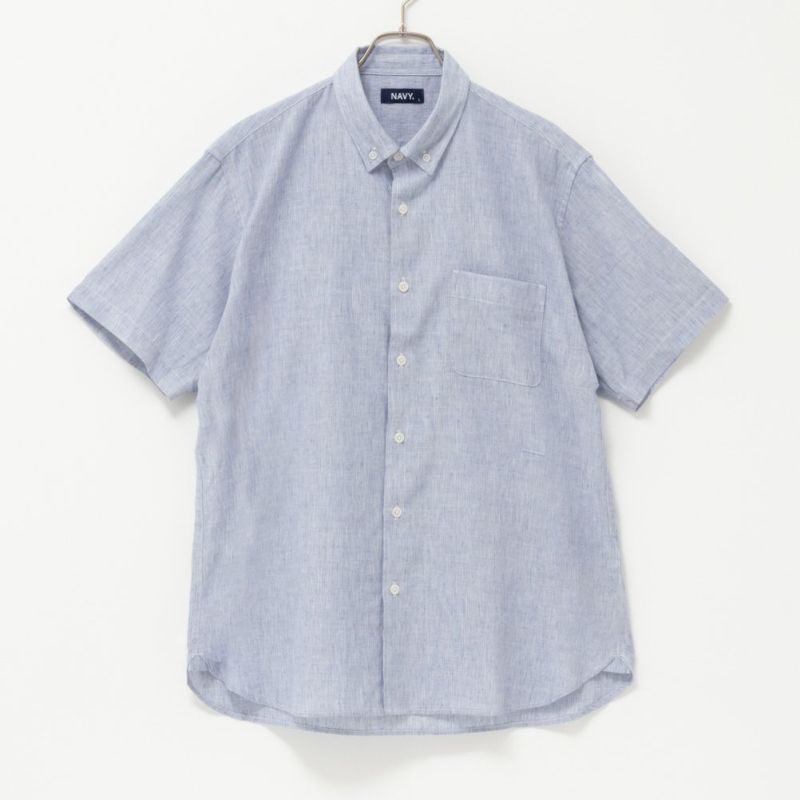 NAVY SARARI リネン混ショートスリーブシャツ メンズ商品画像-23