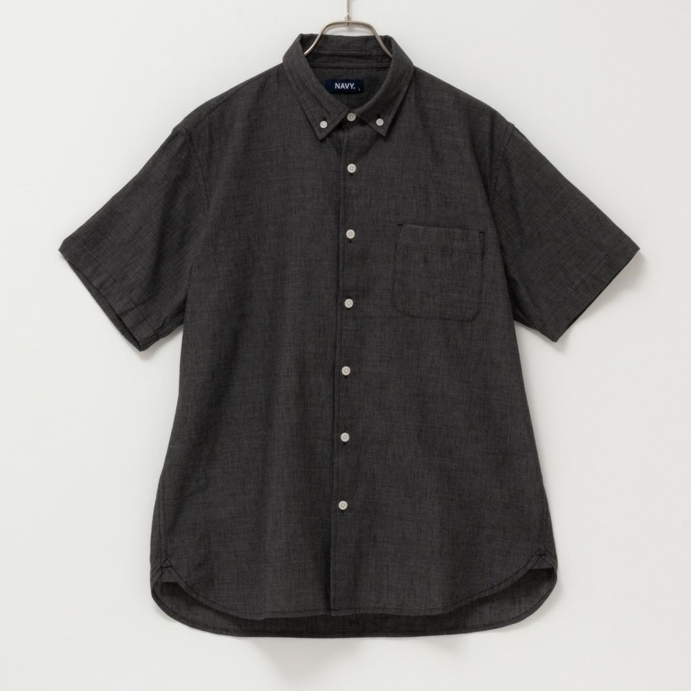 NAVY リネン混ショートスリーブシャツ メンズ