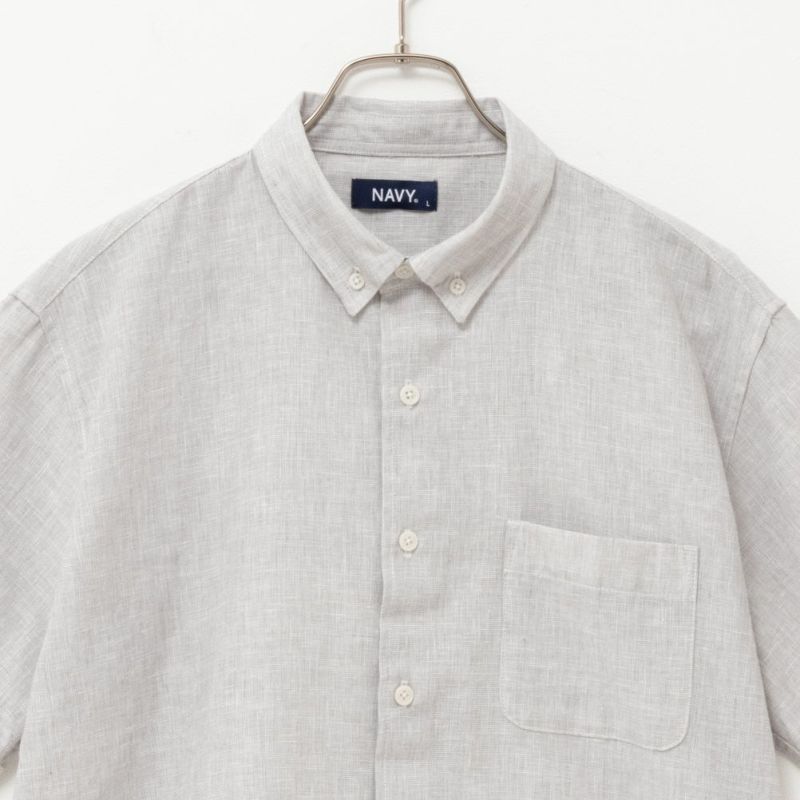 NAVY SARARI リネン混ショートスリーブシャツ メンズ商品画像-26