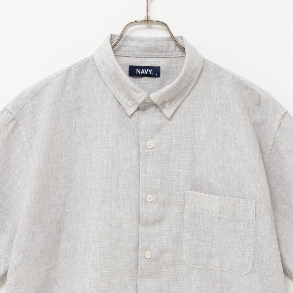 NAVY リネン混ショートスリーブシャツ メンズ