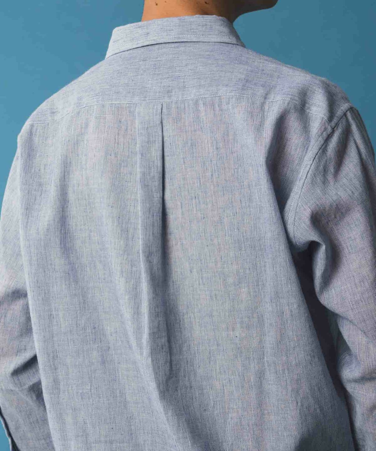 NAVY リネン混7分袖シャツ メンズ