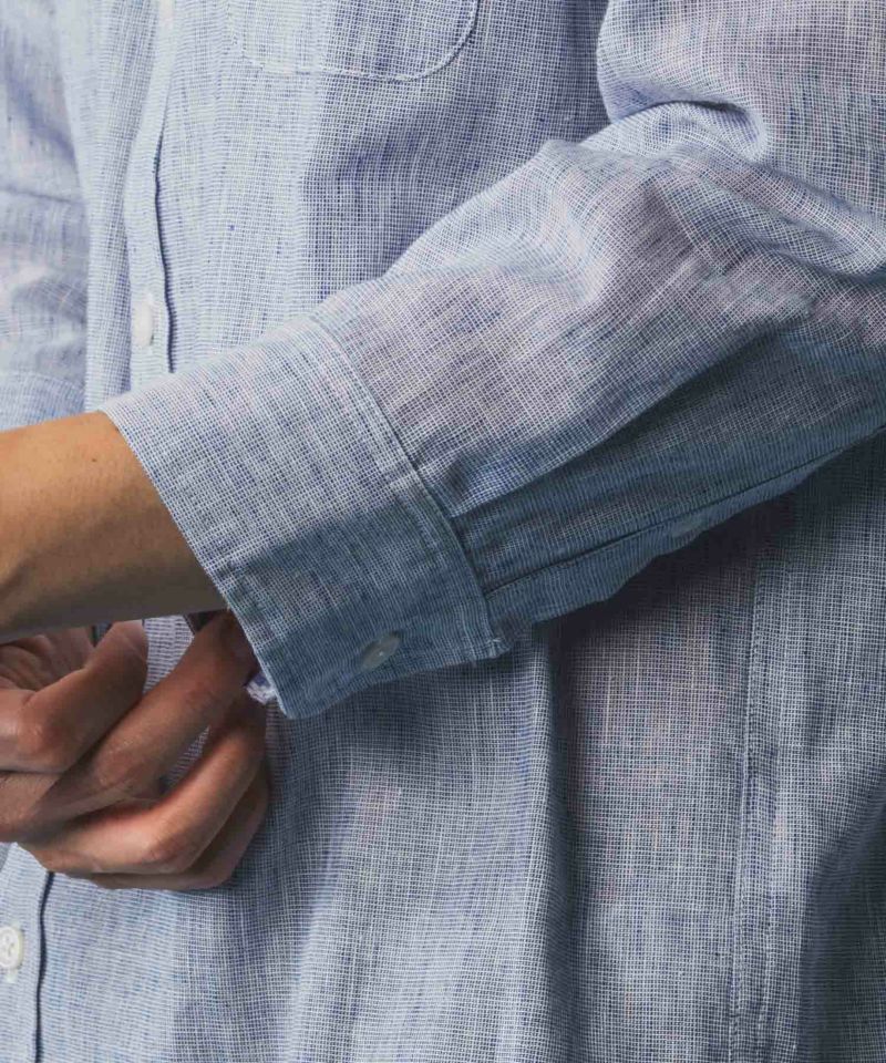 NAVY SARARI リネン混7分袖シャツ メンズ商品画像-9