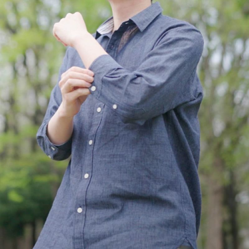 NAVY SARARI リネン混7分袖シャツ メンズ商品画像-23