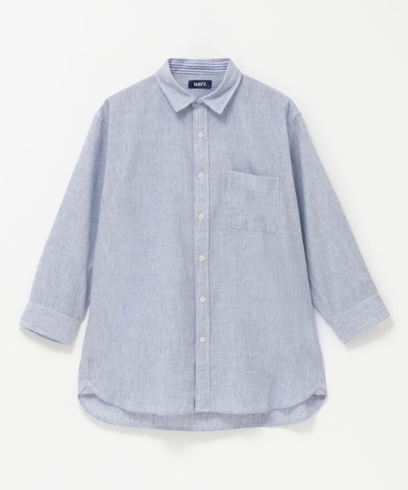 NAVY SARARI リネン混7分袖シャツ メンズ商品画像-25