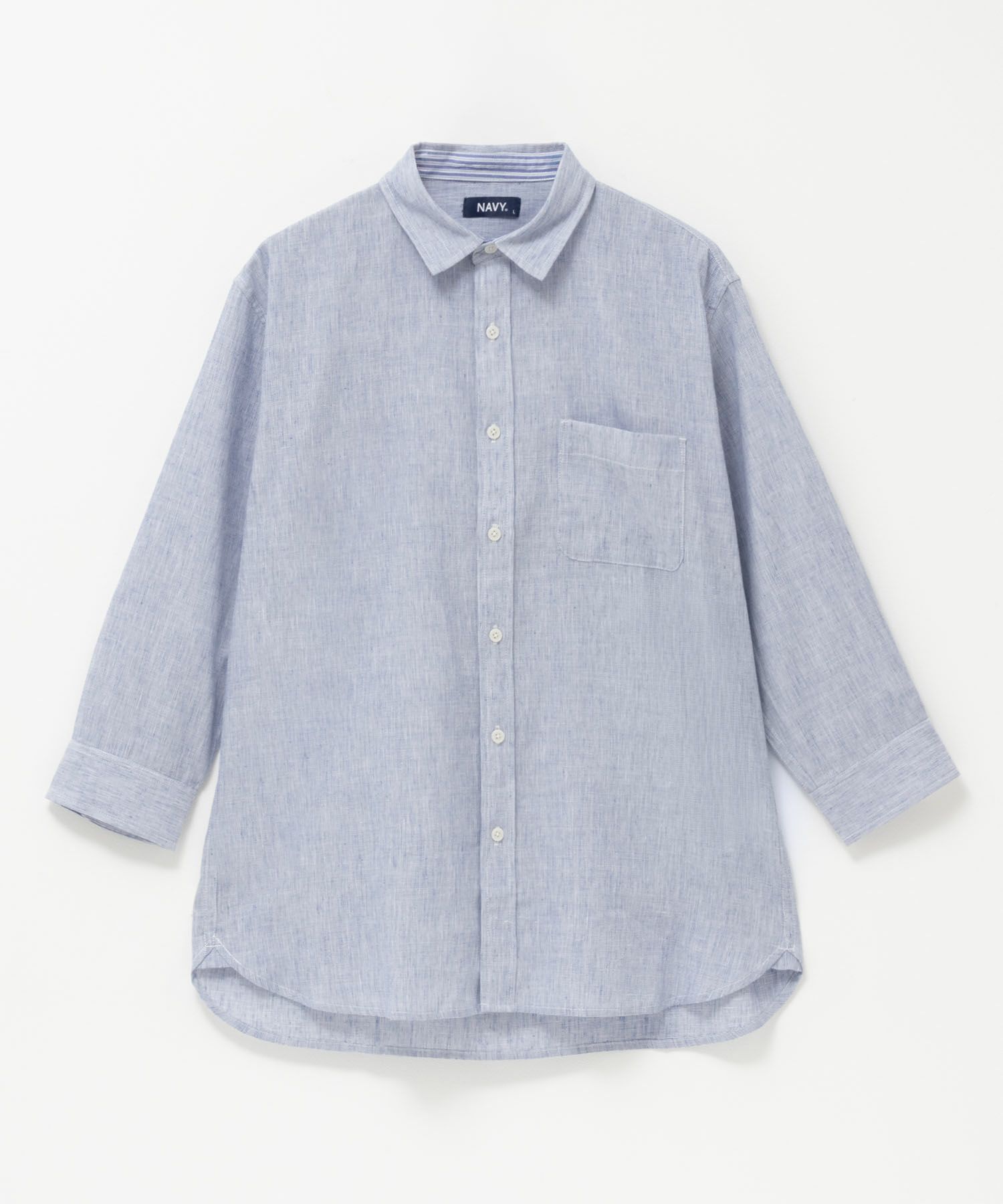 NAVY SARARI リネン混7分袖シャツ メンズ商品画像-25