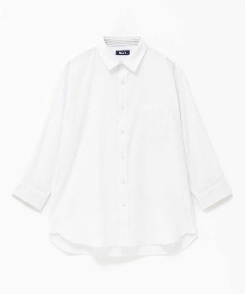 NAVY リネン混7分袖シャツ メンズ