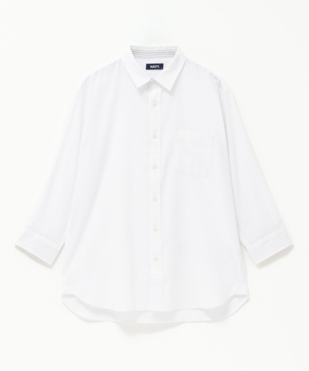 NAVY リネン混7分袖シャツ メンズ