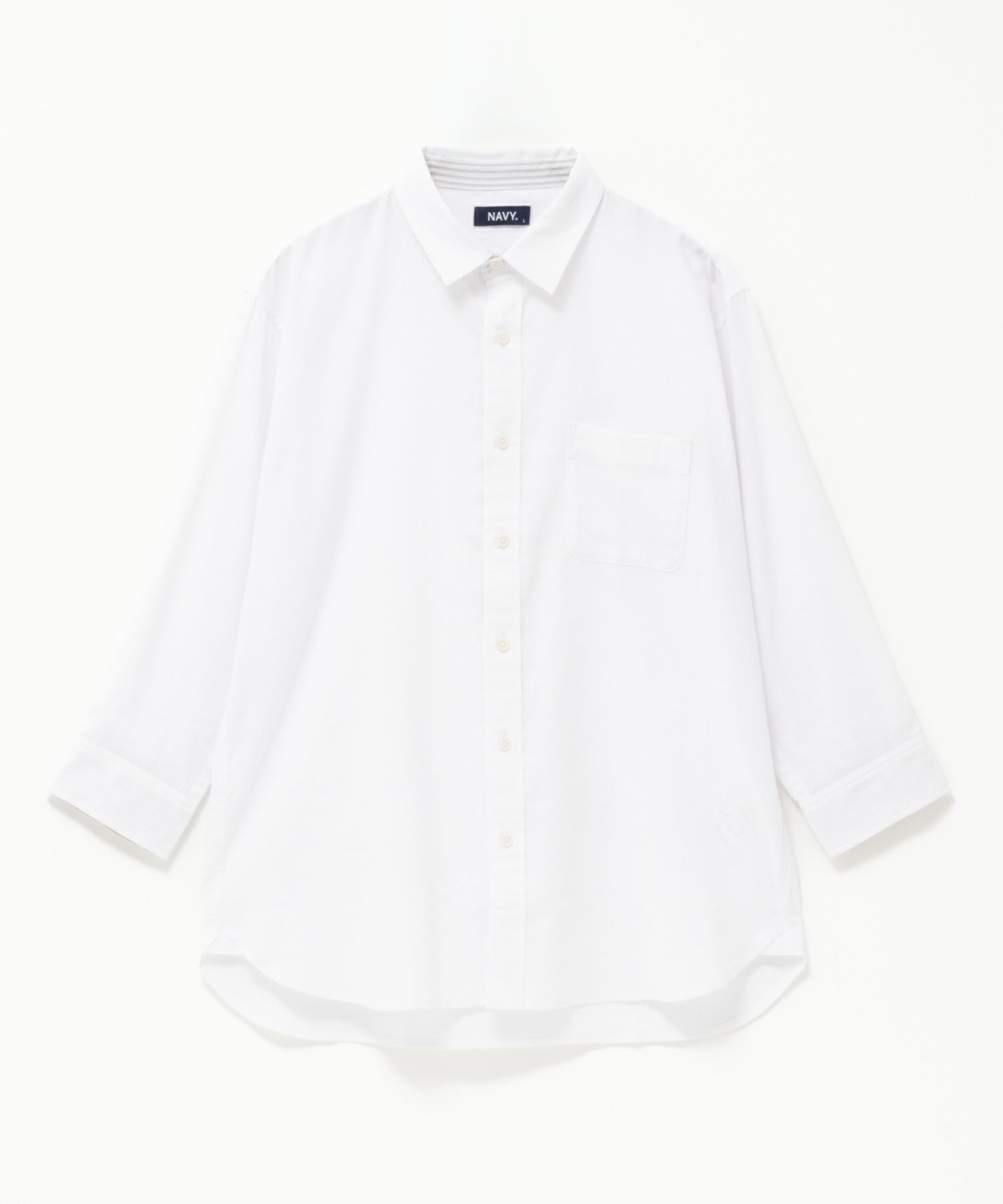 NAVY リネン混7分袖シャツ メンズ