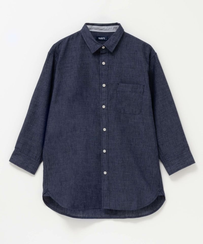 NAVY SARARI リネン混7分袖シャツ メンズ商品画像-27